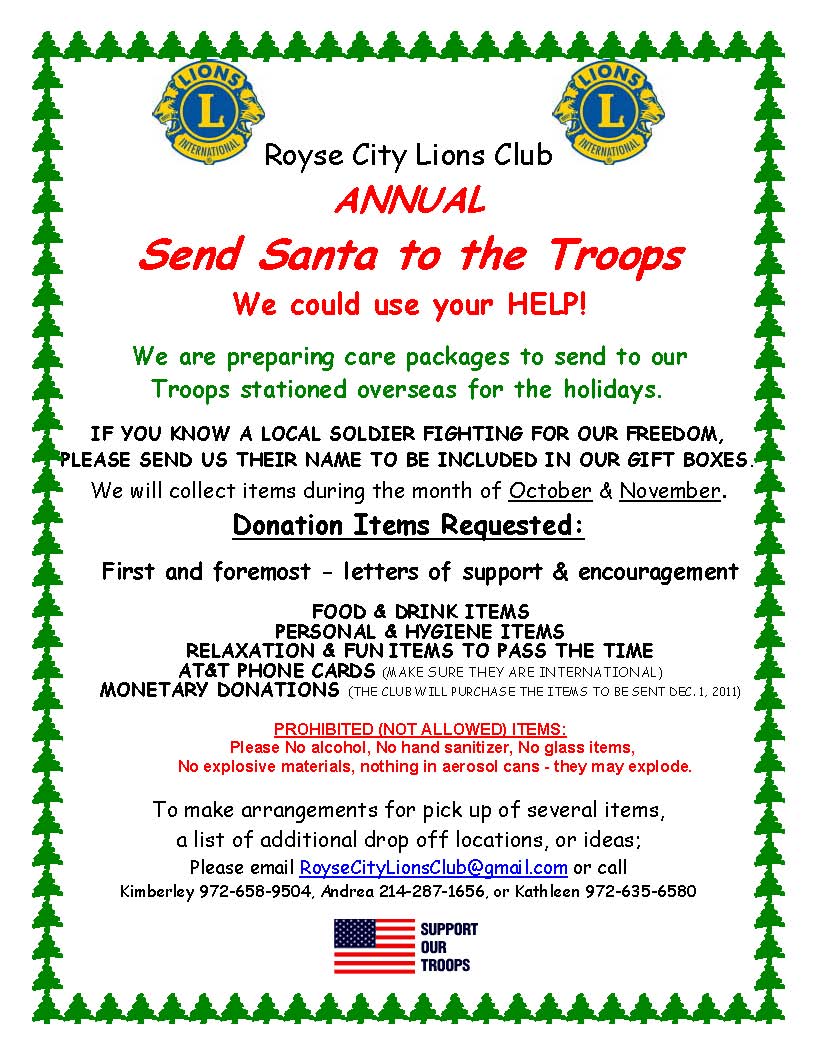 Lions Club kicks off ‘Send Santa to the Troops’