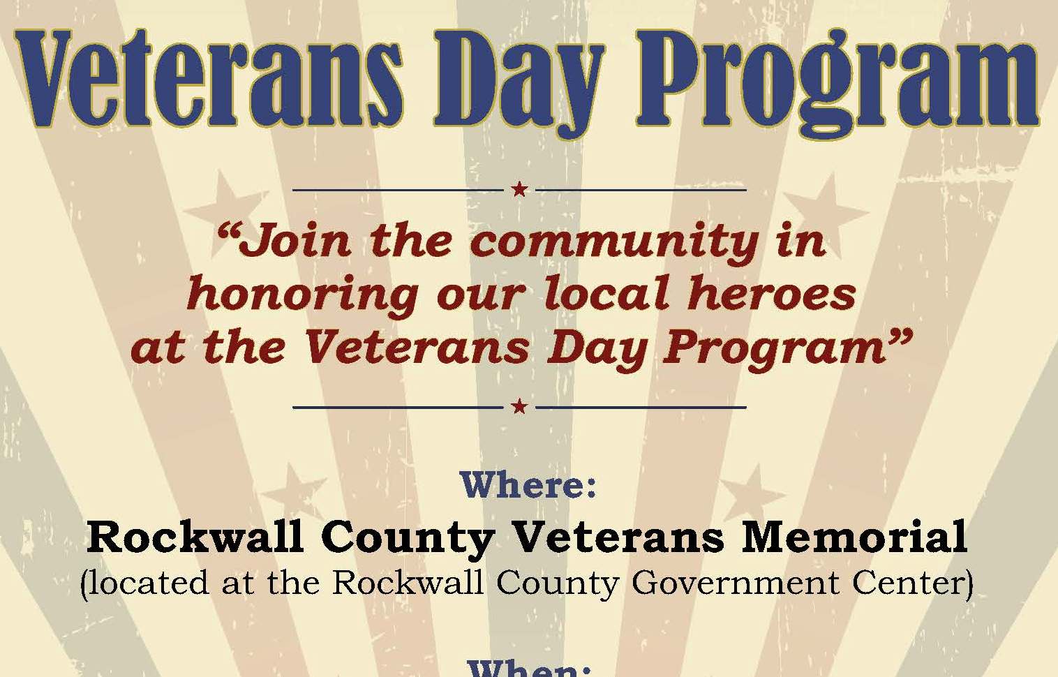 Rockwall Veterans Day Program to honor local heroes