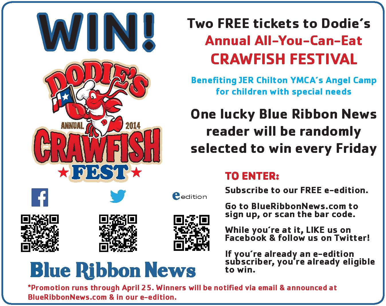 Another Blue Ribbon News reader wins Crawfish Fest tickets