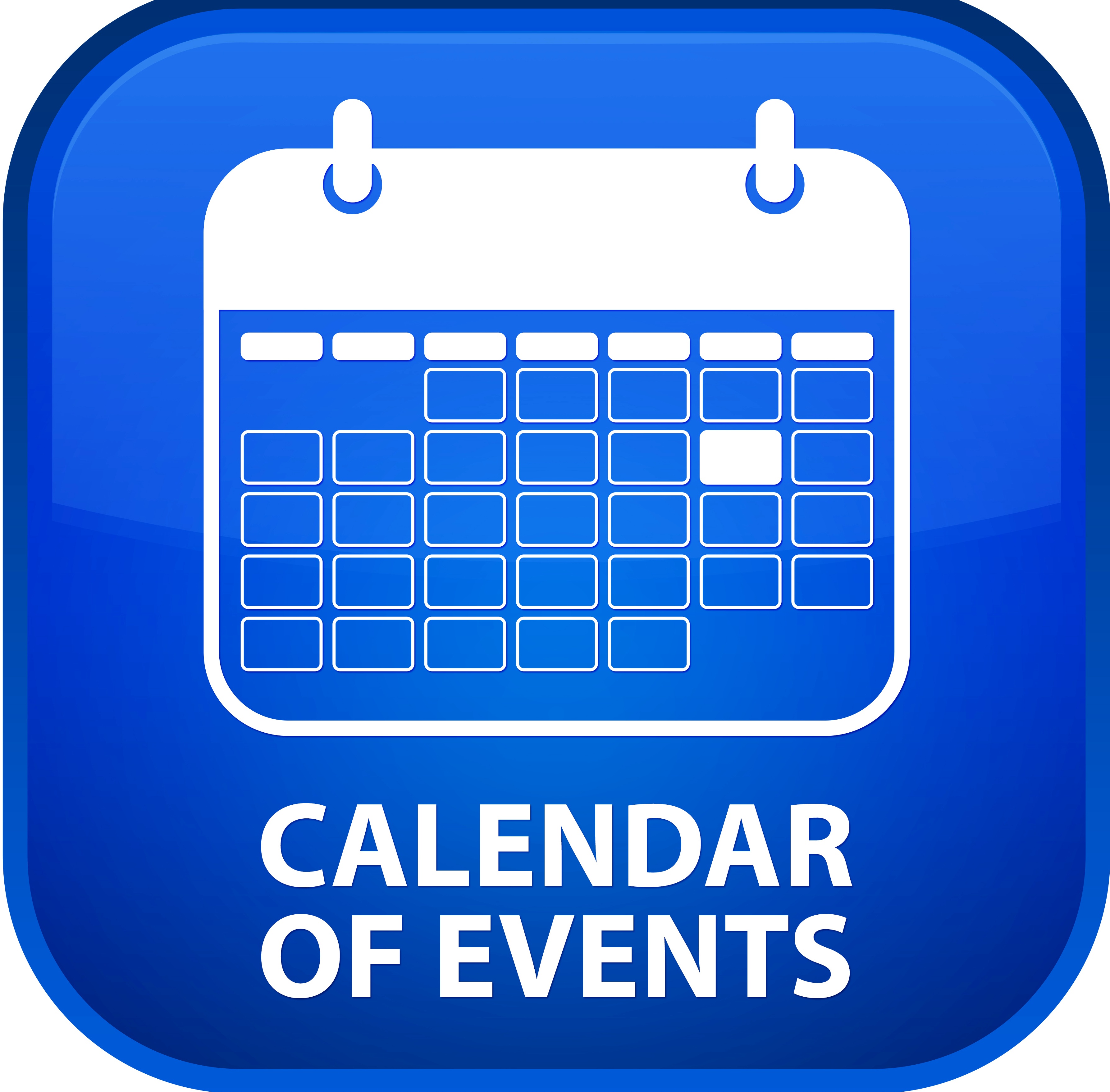Calendar of events blue square button