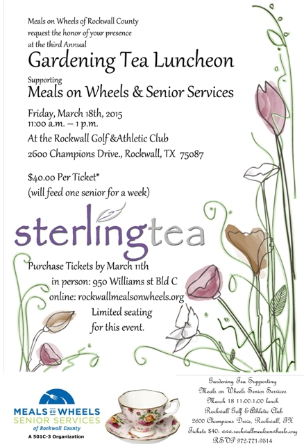 Gardening Tea Party benefiting Meals on Wheels March 18