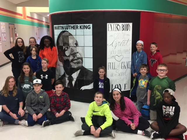 Nebbie Williams Sixth Grade Spirit Squad display MLK mural