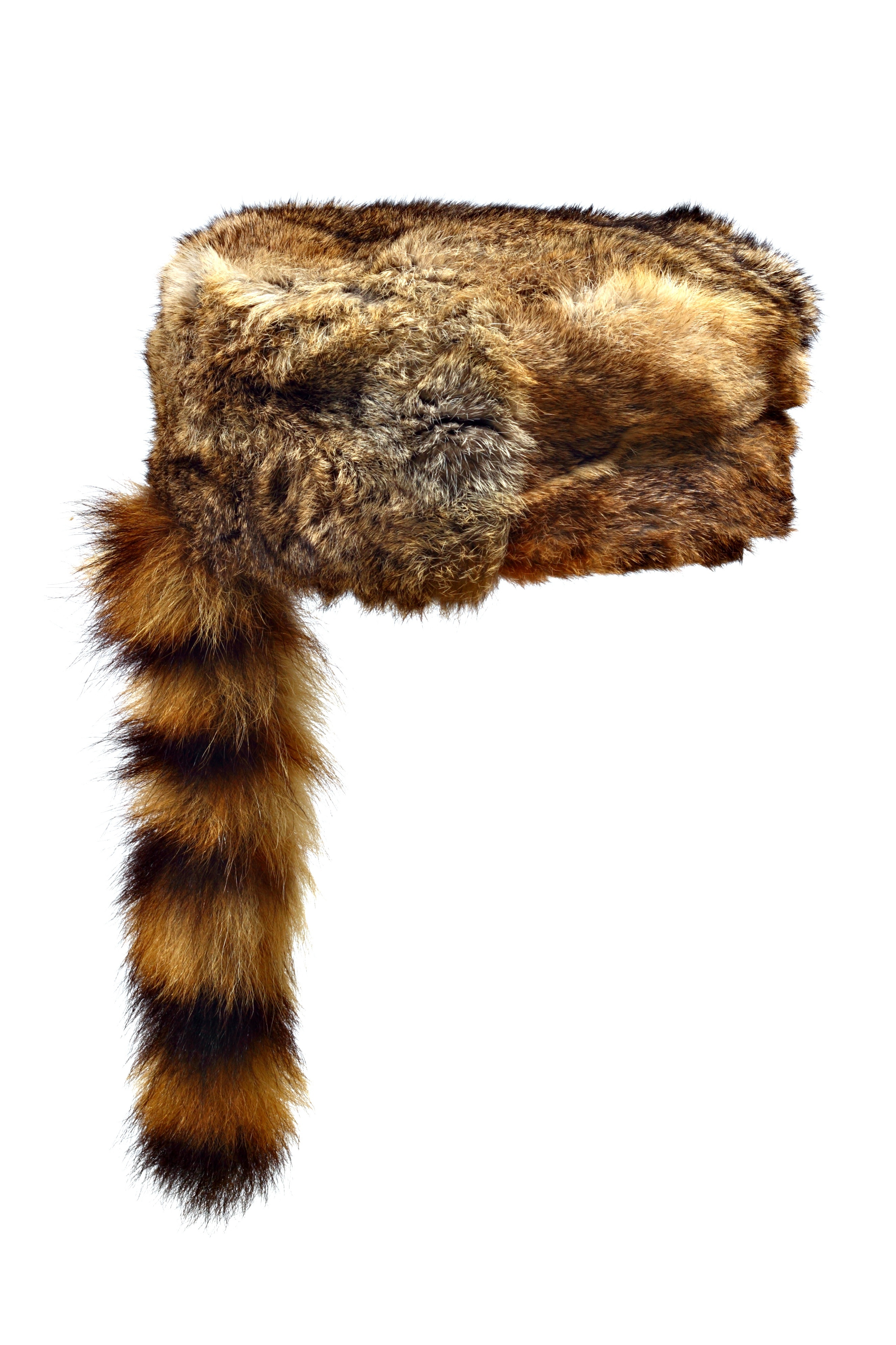 17335383 – fur crockett hat with a racoon tail isolated on white background