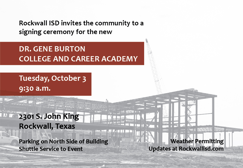 Rockwall ISD to hold signing ceremony for College and Career Academy Oct. 3