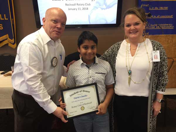 Rockwall Noon Rotary recognizes Student of Honor from Cullins-Lake Pointe