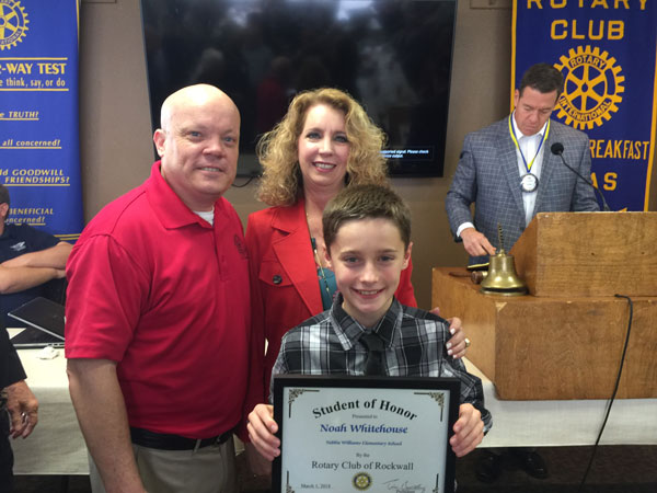 Rockwall Noon Rotary recognizes Student of Honor from Nebbie Williams