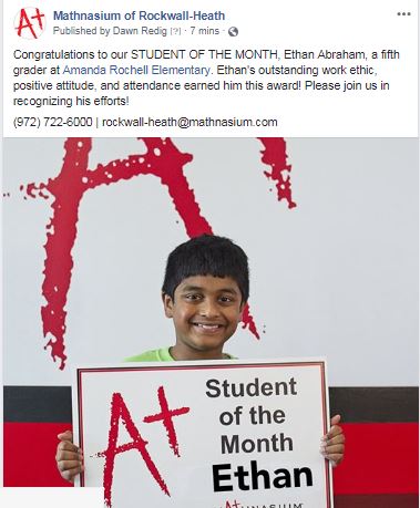 mathnasium student of the month post-ethan
