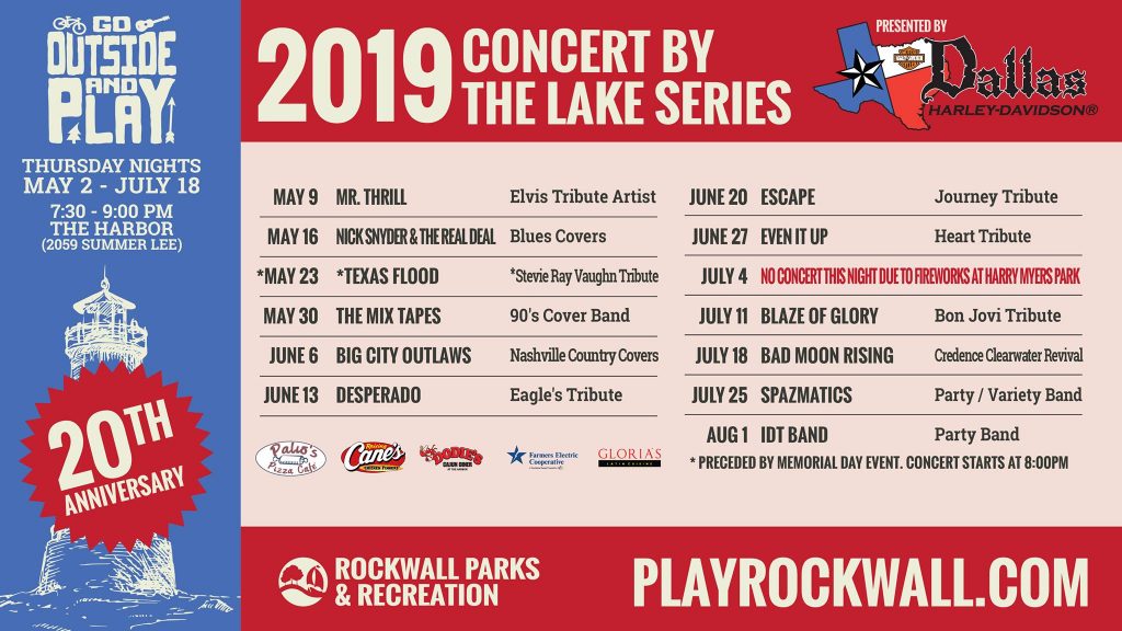 Rockwall’s 2019 Concert by the Lake LineUp Blue Ribbon News