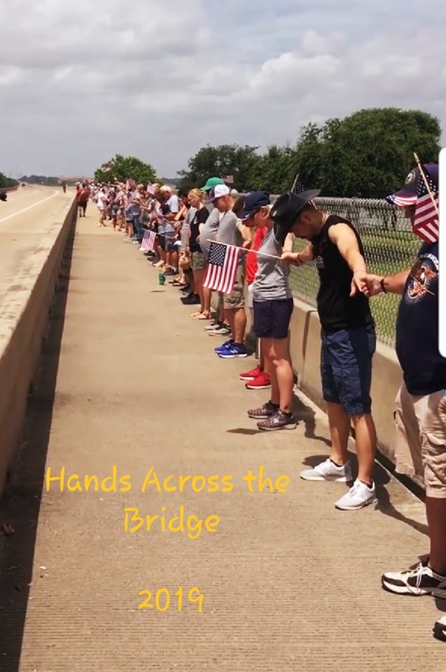 Community Joins Hands Across SH 66 Bridge in Support of Veterans, First Responders