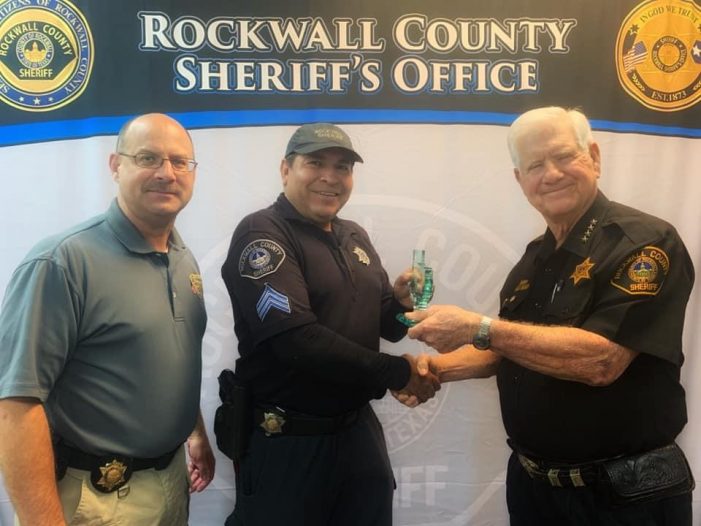 Rockwall County Sheriff’s Office Maintenance Sergeant Sanchez named Rockwall County Employee of the Quarter.