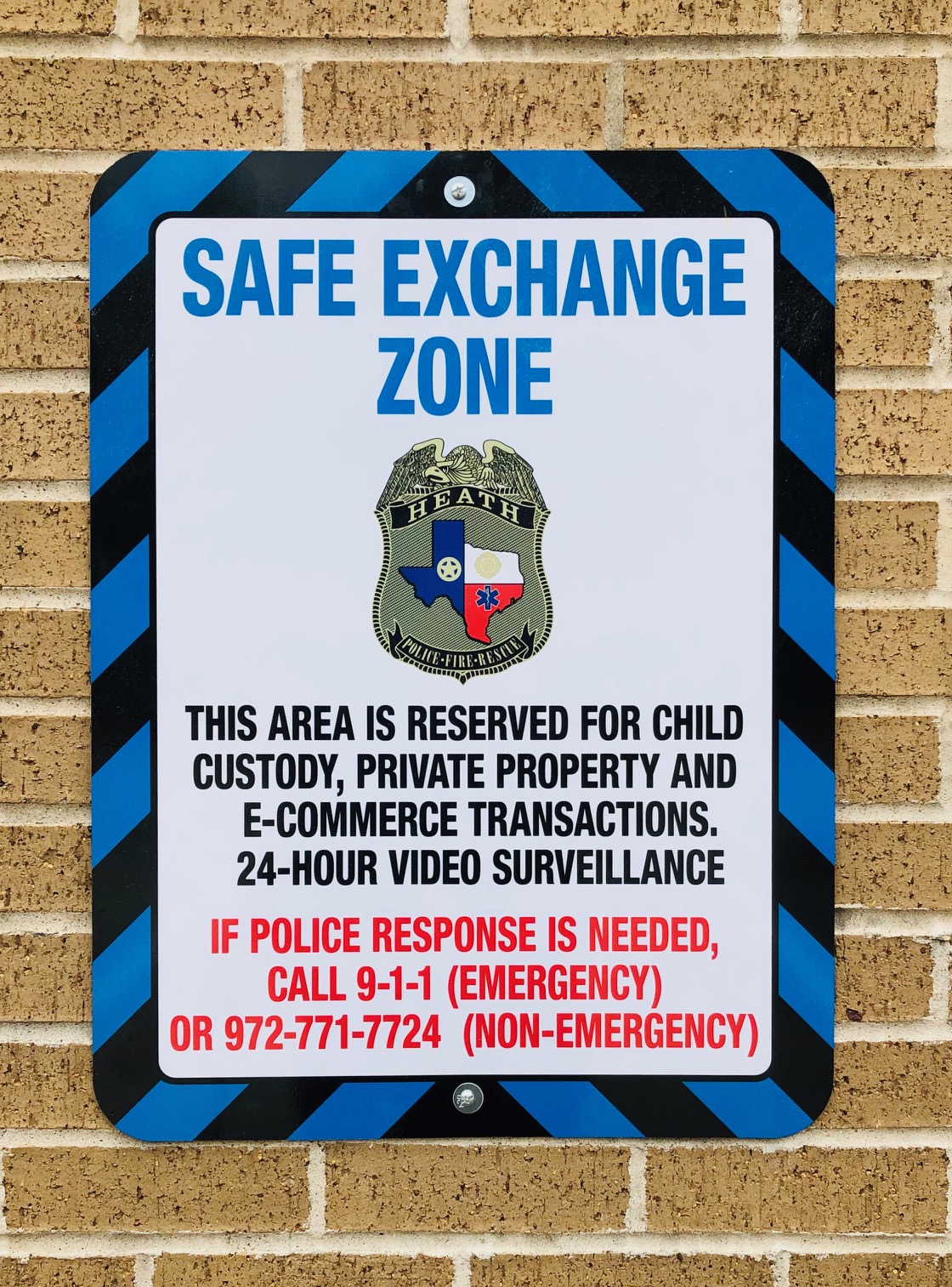 Heath Department of Public Safety offers Safe Exchange Zone Blue