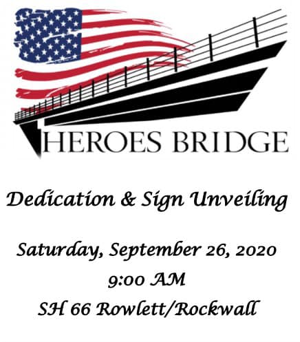 UPDATE: New start time for Official Heroes Bridge Dedication in Rockwall-Rowlett