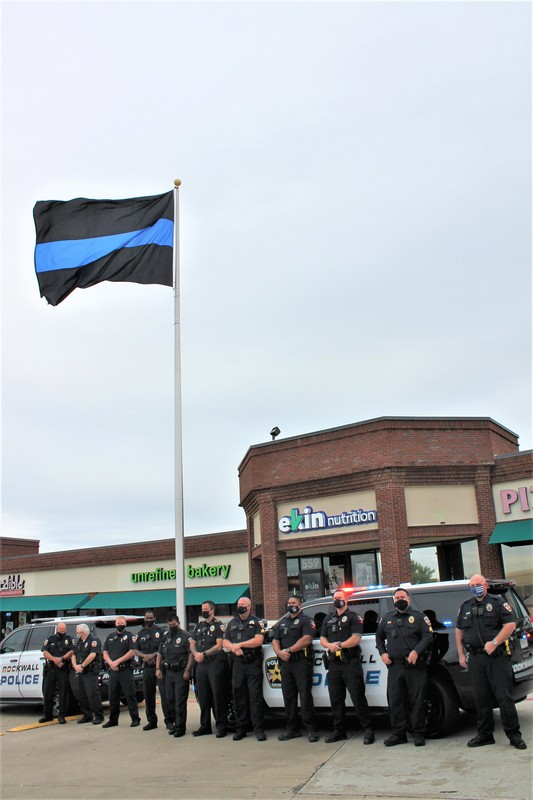 Thin Blue Line flag at Ekin Nutrition Rockwall