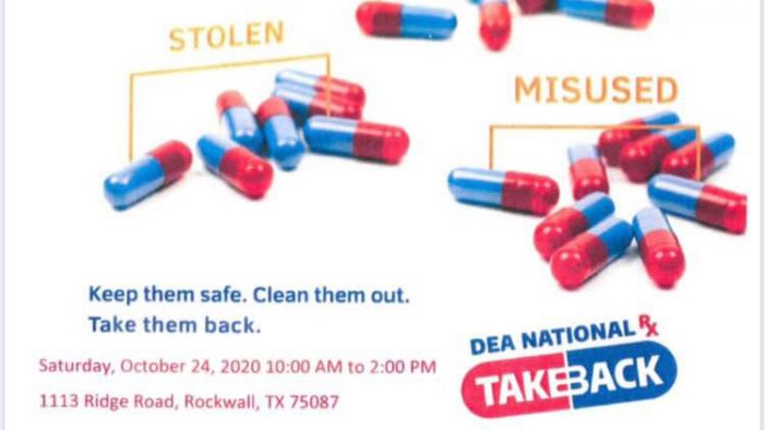 Rockwall Police Department hosting DEA Drug Take Back event Oct. 24