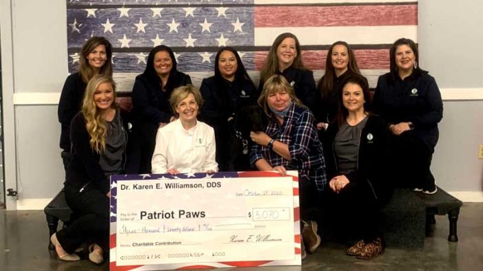Rockwall Patriot Paws receives donation from local dental office Karen Williamson, DDS