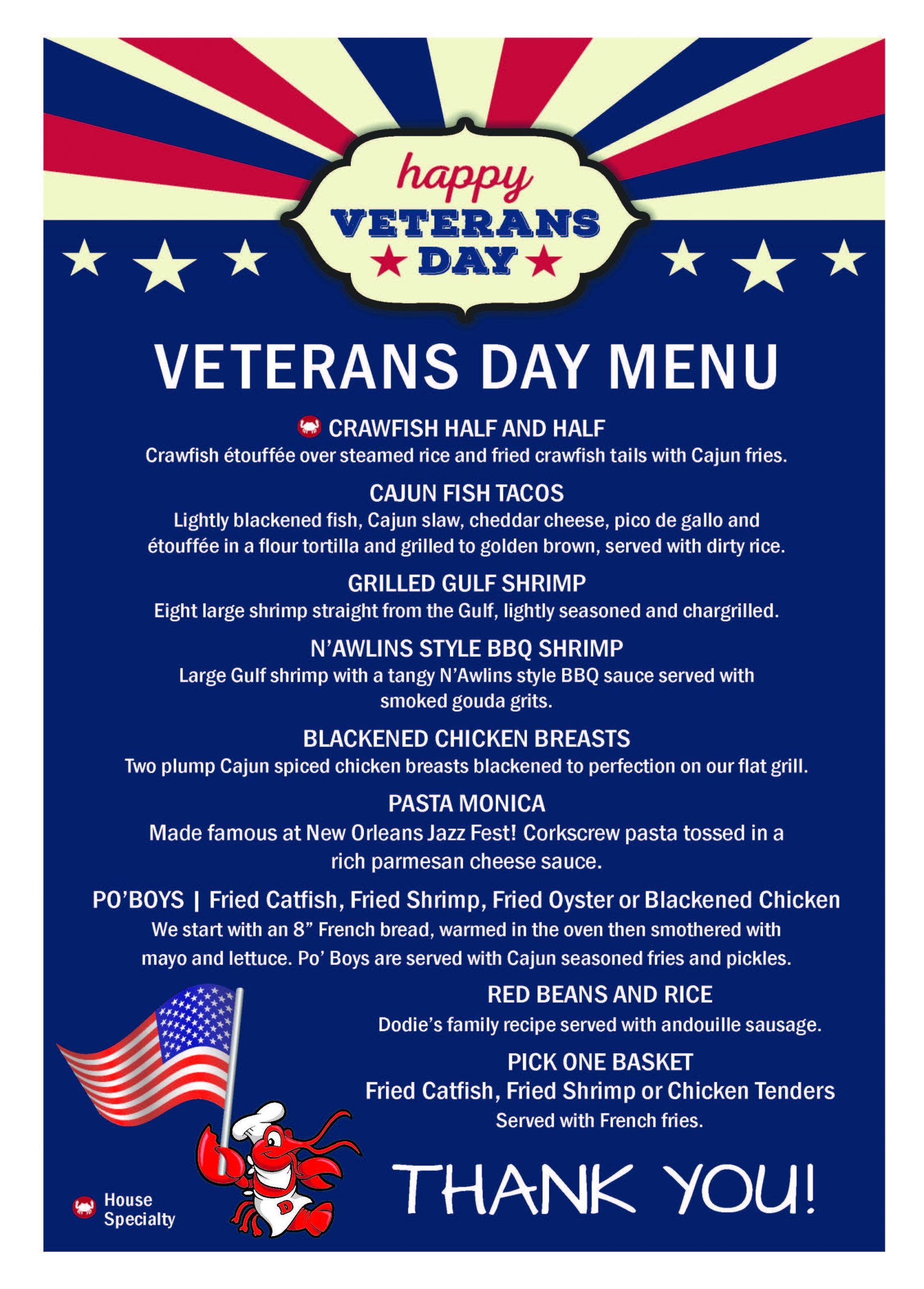 Veterans eat free at Dodie’s Rockwall on Veteran’s Day Blue Ribbon News