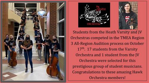 Rockwall-Heath students earn spots in TMEA Region 3 All-Region Orchestra