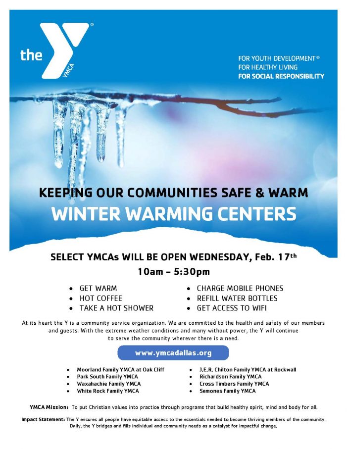 Select YMCAs, including Rockwall, open as Winter Warming Center today