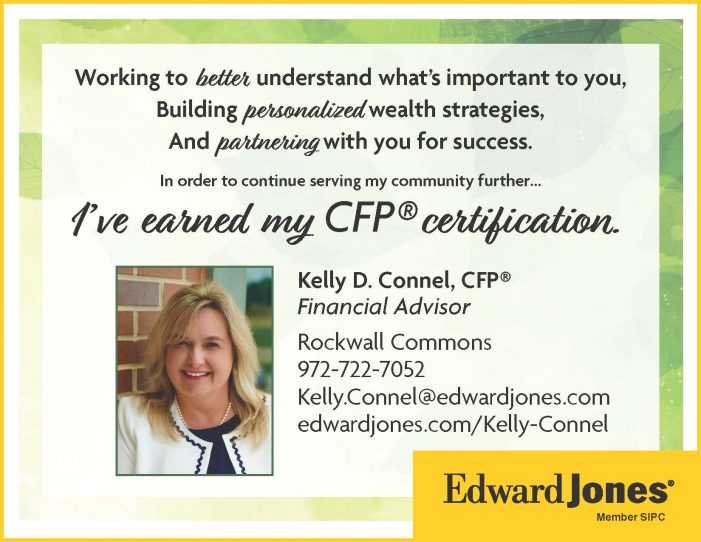 Kelly Connel of Edward Jones-Rockwall earns Certified Financial Planner certification