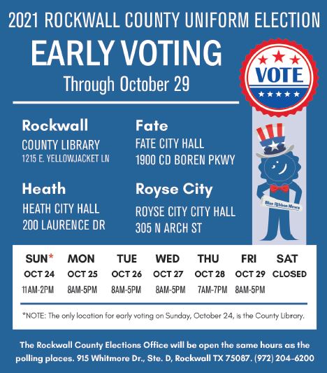 Rockwall County early voting and election day locations, schedule