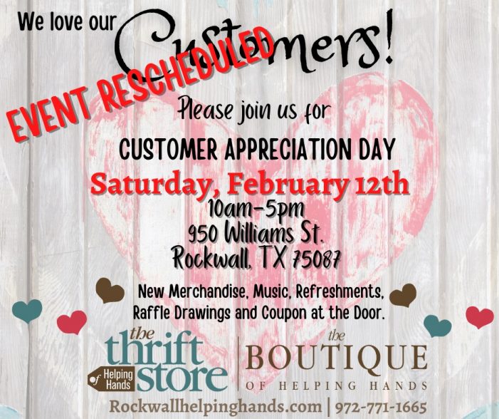 Customer Appreciation Day planned for Rockwall Helping Hands Thrift Store & Boutique