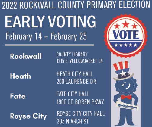 Early voting schedule, locations for Rockwall County March 1 2022 Primary Election