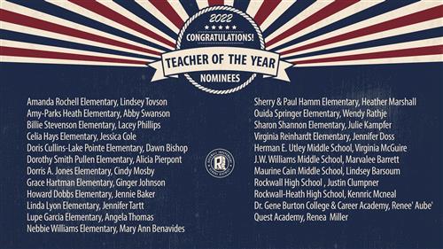 Rockwall ISD Names 2022 Teacher of the Year Nominees