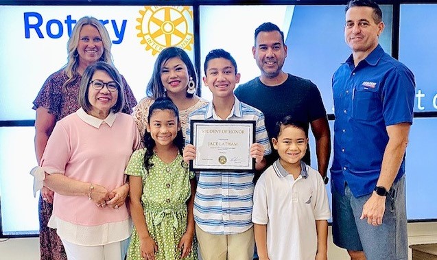 Rockwall Rotary recognizes Student of Honor from Reinhardt Elementary