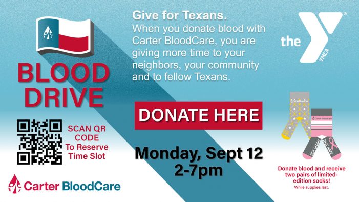 Community blood drive Sept. 12 at Rockwall YMCA