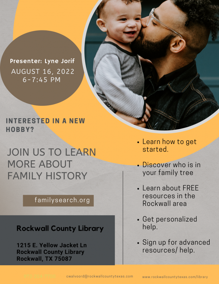 Learn at how to research family history during free class at Rockwall Library