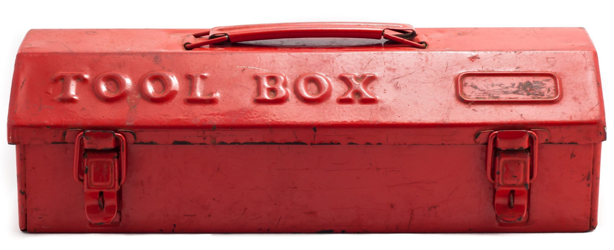 Red tool box on white background