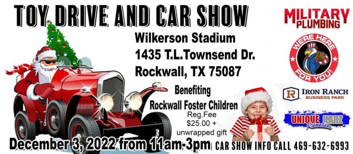 Toy Drive & Car Show coming Dec. 3 to Rockwall’s Wilkerson-Sanders Stadium