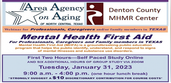 ‘Mental Health First Aid’ webinar for caregivers set for Jan. 31