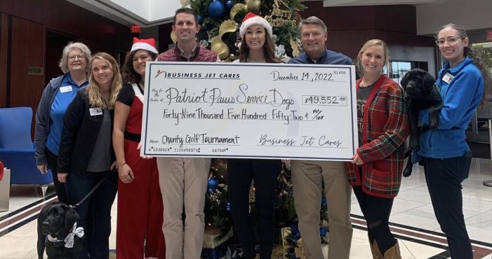 Patriot PAWS receives donation from Business Jet’s annual golf tournament