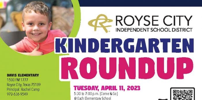 Royse City ISD to host PreK & Kinder RoundUps