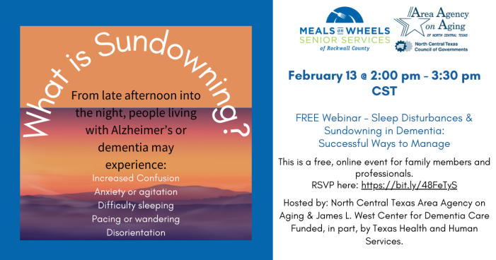 “What is Sundowning”; free webinar by Meals on Wheels Senior Services and Area Agency on Aging