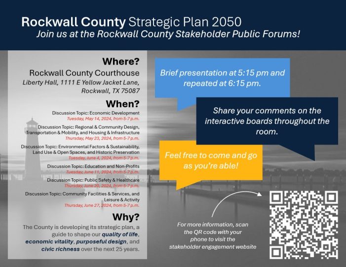 Public forums set for Rockwall County’s Strategic Plan 2050