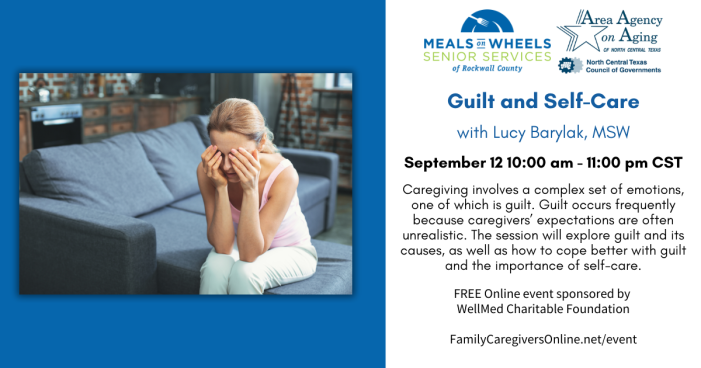 Guilt & Self-Care: free online event for caregivers by Meals on Wheels Senior Services and Agency on Aging