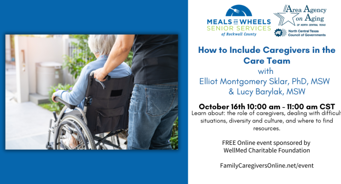 How to include Caregivers in the Care Team: online event for family members and professionals