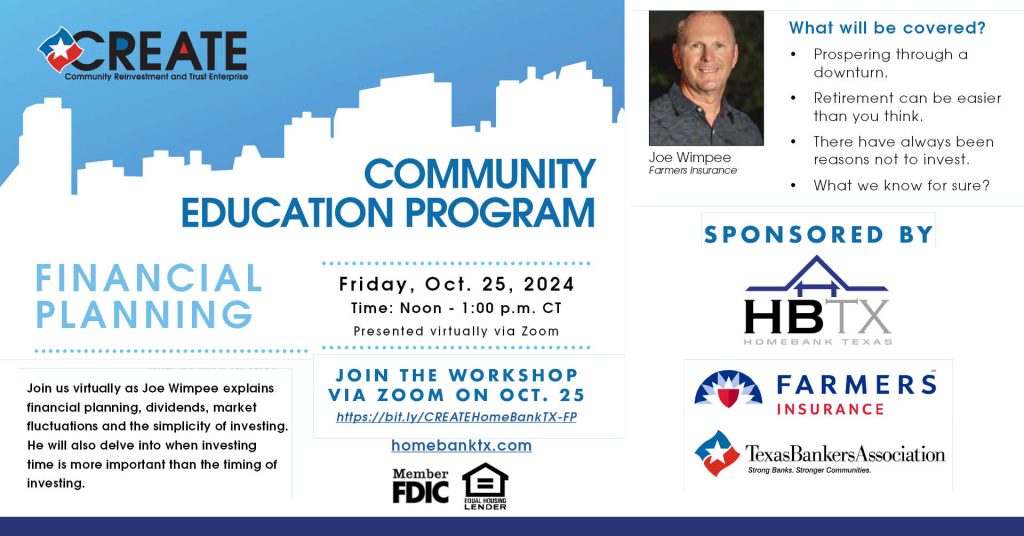 HomeBank Texas to present free, virtual financial literacy on