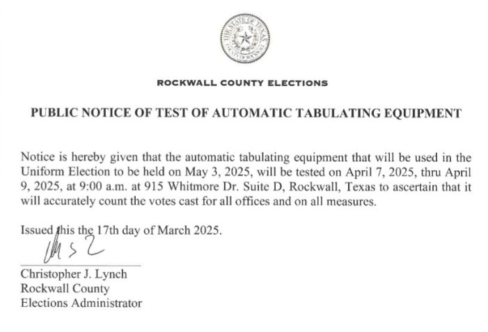 Rockwall County Elections to test equipment for upcoming election Rockwall County Elections to test equipment for upcoming election