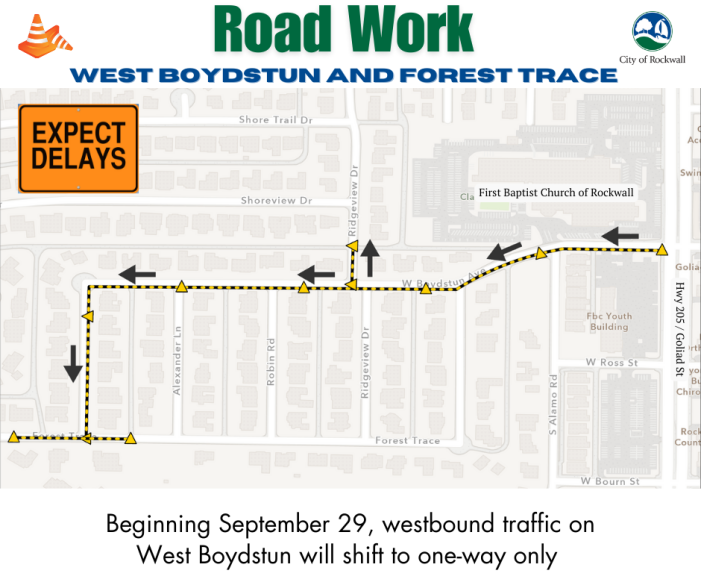 Rockwall residents advised of traffic changes with West Boydstun/Forest Trace project beginning September 29