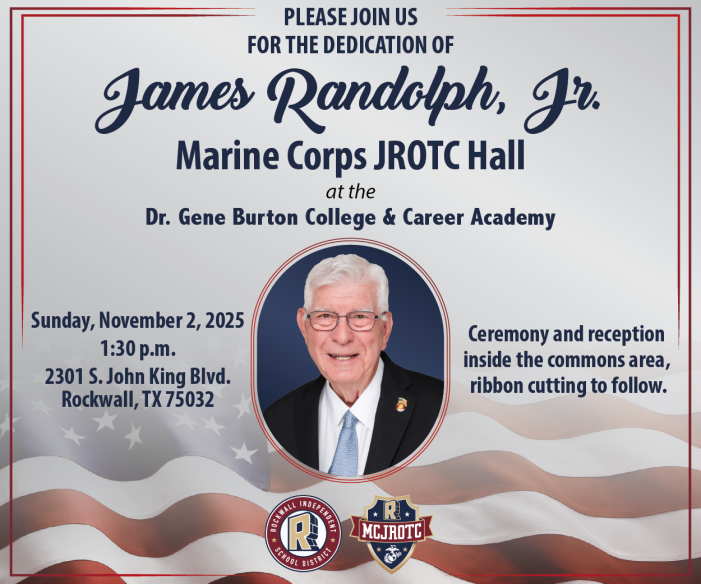 Rockwall ISD invites community to dedication of James Randolph, Jr. Marine Corps JROTC Hall
