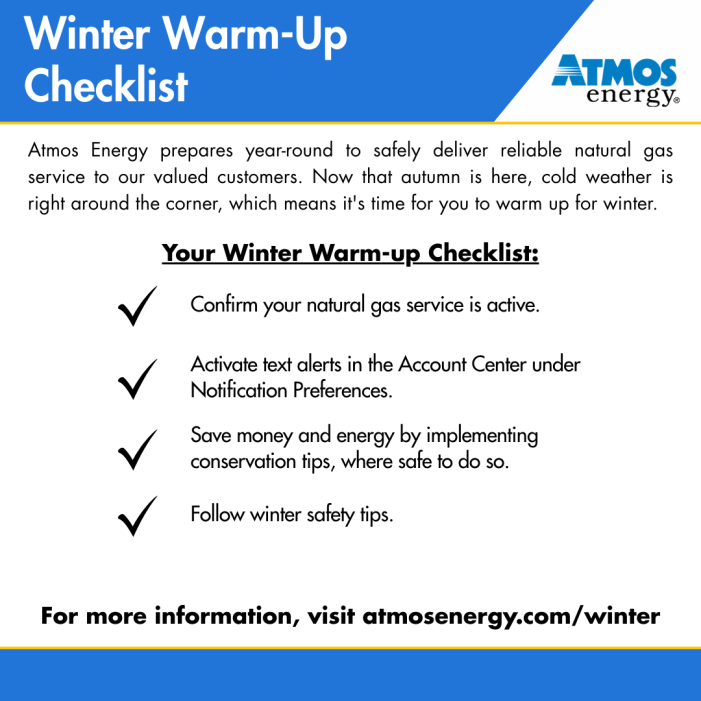 Get prepared with the ‘Winter Warm-Up Checklist’ from Atmos Energy