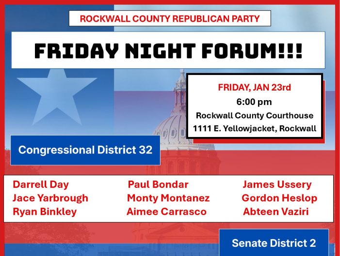 Friday Night Forum in Rockwall for Candidates in new Congressional District 32 