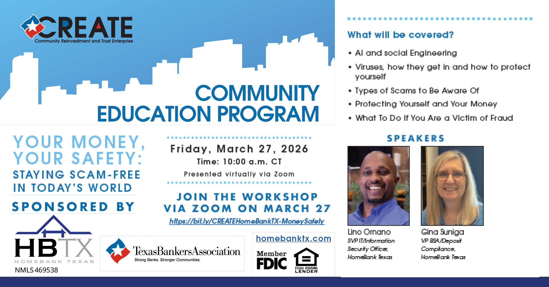 Your Money, Your Safety: HomeBank Texas offers free virtual workshop on fraud prevention
