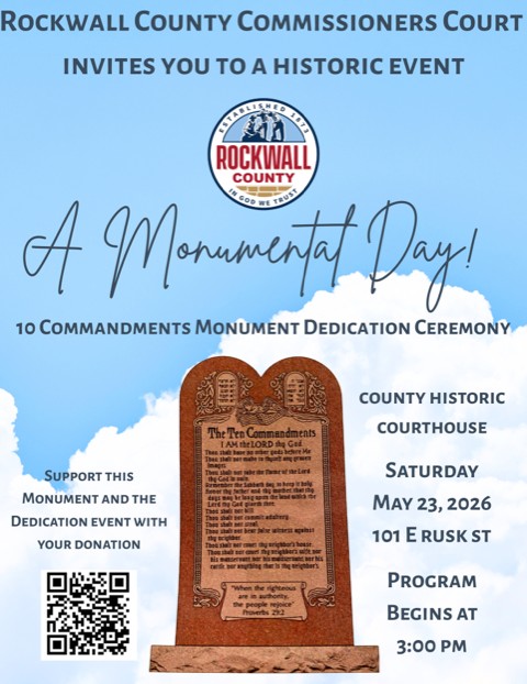 Ten Commandments Monument Dedication set for May 23 at Rockwall County Historic Courthouse