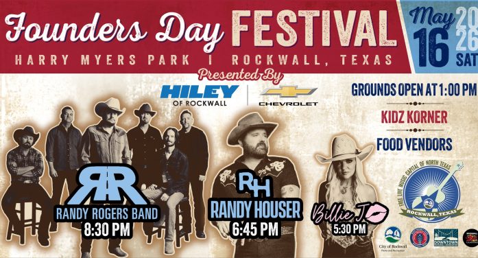 Rockwall Founders Day Festival Returns May 16 with Full Day of Activities and Live Performances by Randy Rogers Band, Randy Houser and Billie Jo Jones