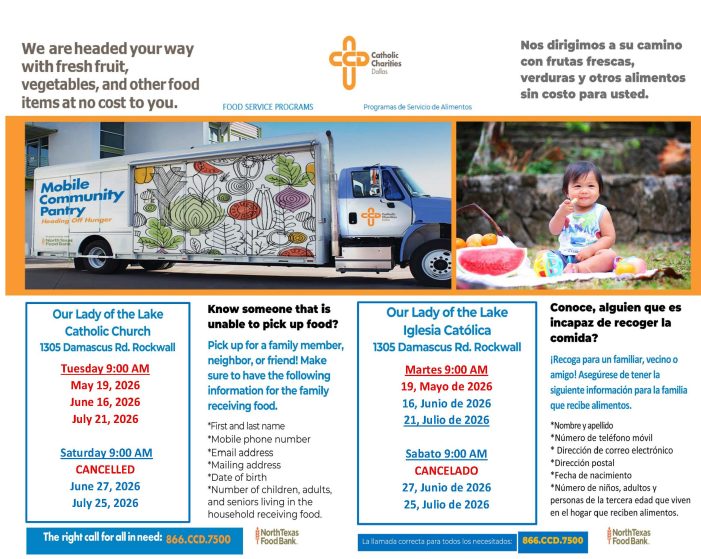 Mobile Community Pantry Returns to Rockwall May 19; Updated Schedule Released Through July