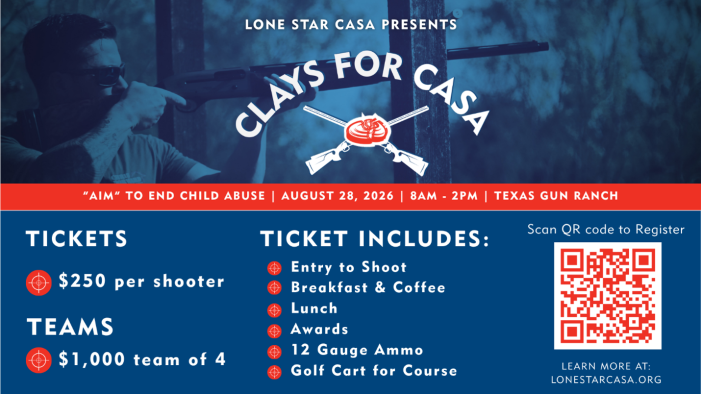 Lone Star CASA Celebrates 11 Years of Clays for CASA with Annual Fundraising Event on August 28 Lone Star CASA Celebrates 11 Years of Clays for CASA with Annual Fundraising Event on August 28